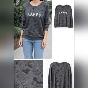 Disney Gray Mickey Mouse Happy Sweatshirt